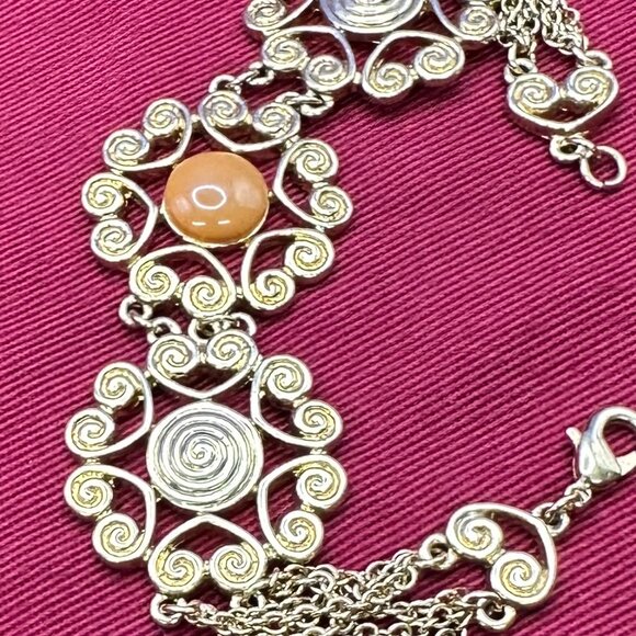 Monet Gold-Tone Swirl Heart Design Medallion Bracelet - Picture 11 of 15